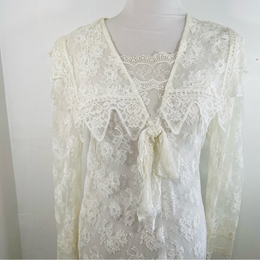 NWT Jessica McClintock 80 90s Lace Wedding Long Sleeve Dress 8 Deadstock Vintage - Picture 2 of 14
